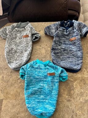 Classic Marled Knit Dog Sweater Set - Gray, Navy, Teal